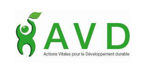 AVD logo is in green: on the right there is a stylized pictogram of a man holding a leaf. On the right, on a thin bold font, the text AVD.